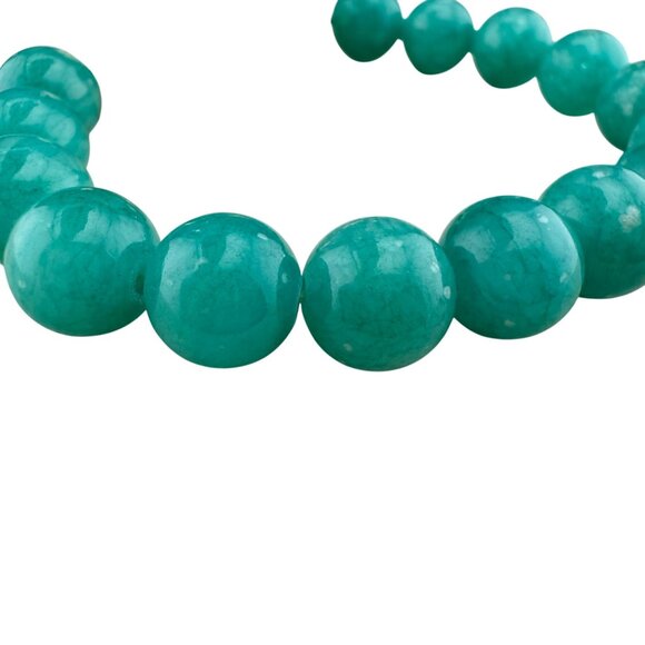 Amazonite Beaded Bracelet With Pink Druzy Statement Accent Adjustable Elastic De - Picture 4 of 7